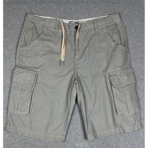 Decibel Cargo Shorts Mens 40 Gray Herringbone Chino Drawstring Waist Cotton